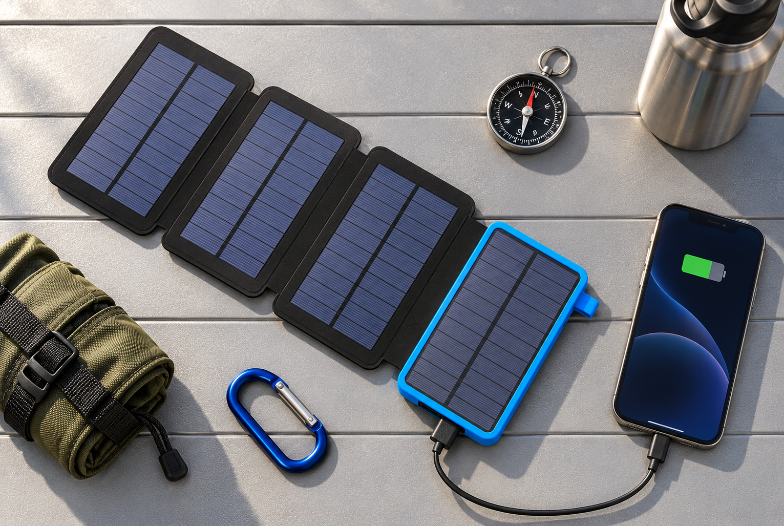 Reportage télévisé belge sur une batterie solaire portable